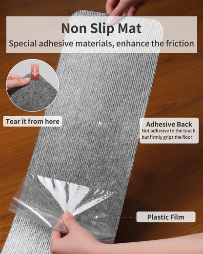 PADOOR Stair - Treads Non Slip, Reusable Stair - Runners for Wooden Steps 15PCS Adhesive Backing Carpet Stair Treads for Kids and Dogs 30"X8" Grey - 7DAY'S