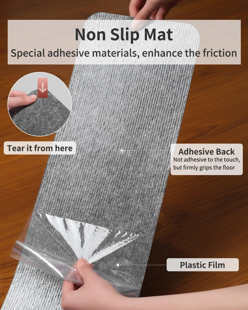 PADOOR Stair - Treads Non Slip, Reusable Stair - Runners for Wooden Steps 15PCS Adhesive Backing Carpet Stair Treads for Kids and Dogs 30"X8" Grey - 7DAY'S