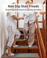 PADOOR Stair - Treads Non Slip, Reusable Stair - Runners for Wooden Steps 15PCS Adhesive Backing Carpet Stair Treads for Kids and Dogs 30"X8" Grey - 7DAY'S