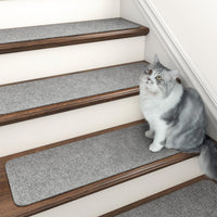 PADOOR Stair - Treads Non Slip, Reusable Stair - Runners for Wooden Steps 15PCS Adhesive Backing Carpet Stair Treads for Kids and Dogs 30"X8" Grey - 7DAY'S