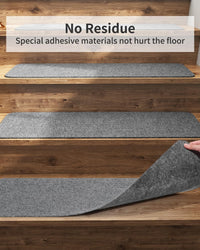 PADOOR Stair - Treads Non Slip, Reusable Stair - Runners for Wooden Steps 15PCS Adhesive Backing Carpet Stair Treads for Kids and Dogs 30"X8" Grey - 7DAY'S