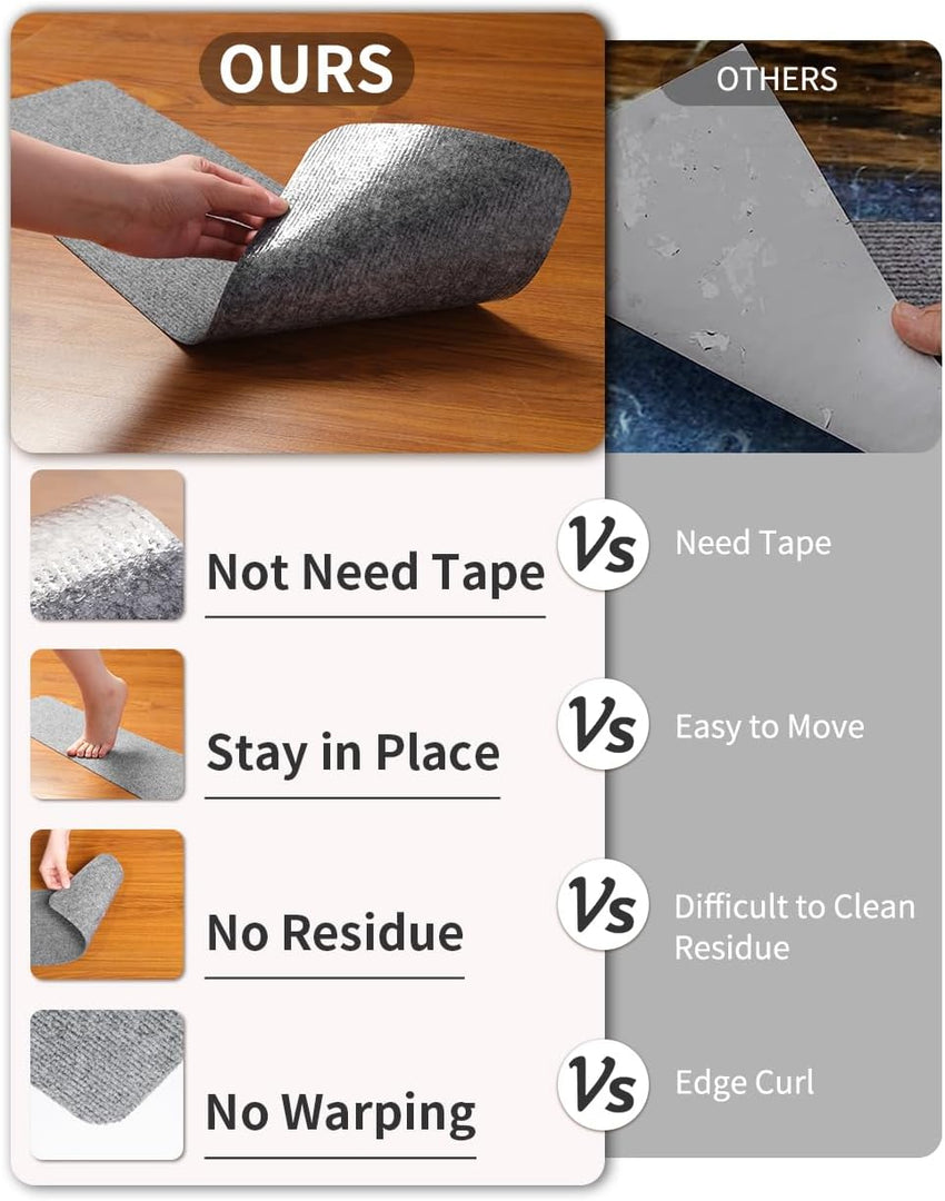 PADOOR Stair - Treads Non Slip, Reusable Stair - Runners for Wooden Steps 15PCS Adhesive Backing Carpet Stair Treads for Kids and Dogs 30"X8" Grey - 7DAY'S