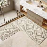 PADOOR - Waffle Bath Mat 24"x36" - Super Absorbent Bath Mats for Bathroom, Machine Washable Non Slip Bathroom Rug with Tassels, Soft Bathroom Mat for Laundry Room, Bedroom, Brown & Cream, 2'x 3' - 7DAY'S