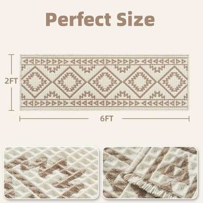PADOOR - Waffle Bath Mat 24"x36" - Super Absorbent Bath Mats for Bathroom, Machine Washable Non Slip Bathroom Rug with Tassels, Soft Bathroom Mat for Laundry Room, Bedroom, Brown & Cream, 2'x 3' - 7DAY'S