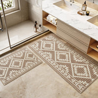PADOOR - Waffle Bath Mat 24"x36" - Super Absorbent Bath Mats for Bathroom, Machine Washable Non Slip Bathroom Rug with Tassels, Soft Bathroom Mat for Laundry Room, Bedroom, Brown & Cream, 2'x 3' - 7DAY'S