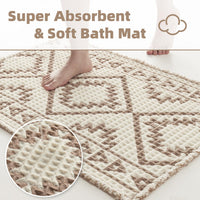 PADOOR - Waffle Bath Mat 24"x36" - Super Absorbent Bath Mats for Bathroom, Machine Washable Non Slip Bathroom Rug with Tassels, Soft Bathroom Mat for Laundry Room, Bedroom, Brown & Cream, 2'x 3' - 7DAY'S