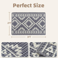 PADOOR - Waffle Bath Mat 24"x36" - Super Absorbent Bath Mats for Bathroom, Machine Washable Non Slip Bathroom Rug with Tassels, Soft Bathroom Mat for Laundry Room, Bedroom, Brown & Cream, 2'x 3' - 7DAY'S