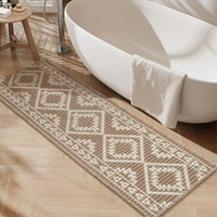 PADOOR - Waffle Bath Mat 24"x36" - Super Absorbent Bath Mats for Bathroom, Machine Washable Non Slip Bathroom Rug with Tassels, Soft Bathroom Mat for Laundry Room, Bedroom, Brown & Cream, 2'x 3' - 7DAY'S