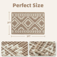 PADOOR - Waffle Bath Mat 24"x36" - Super Absorbent Bath Mats for Bathroom, Machine Washable Non Slip Bathroom Rug with Tassels, Soft Bathroom Mat for Laundry Room, Bedroom, Brown & Cream, 2'x 3' - 7DAY'S
