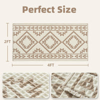 PADOOR - Waffle Bath Mat 24"x36" - Super Absorbent Bath Mats for Bathroom, Machine Washable Non Slip Bathroom Rug with Tassels, Soft Bathroom Mat for Laundry Room, Bedroom, Brown & Cream, 2'x 3' - 7DAY'S