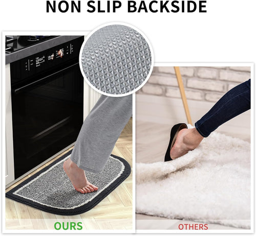 PADOOR Washable Kitchen Mats Set Black - 7DAY'S