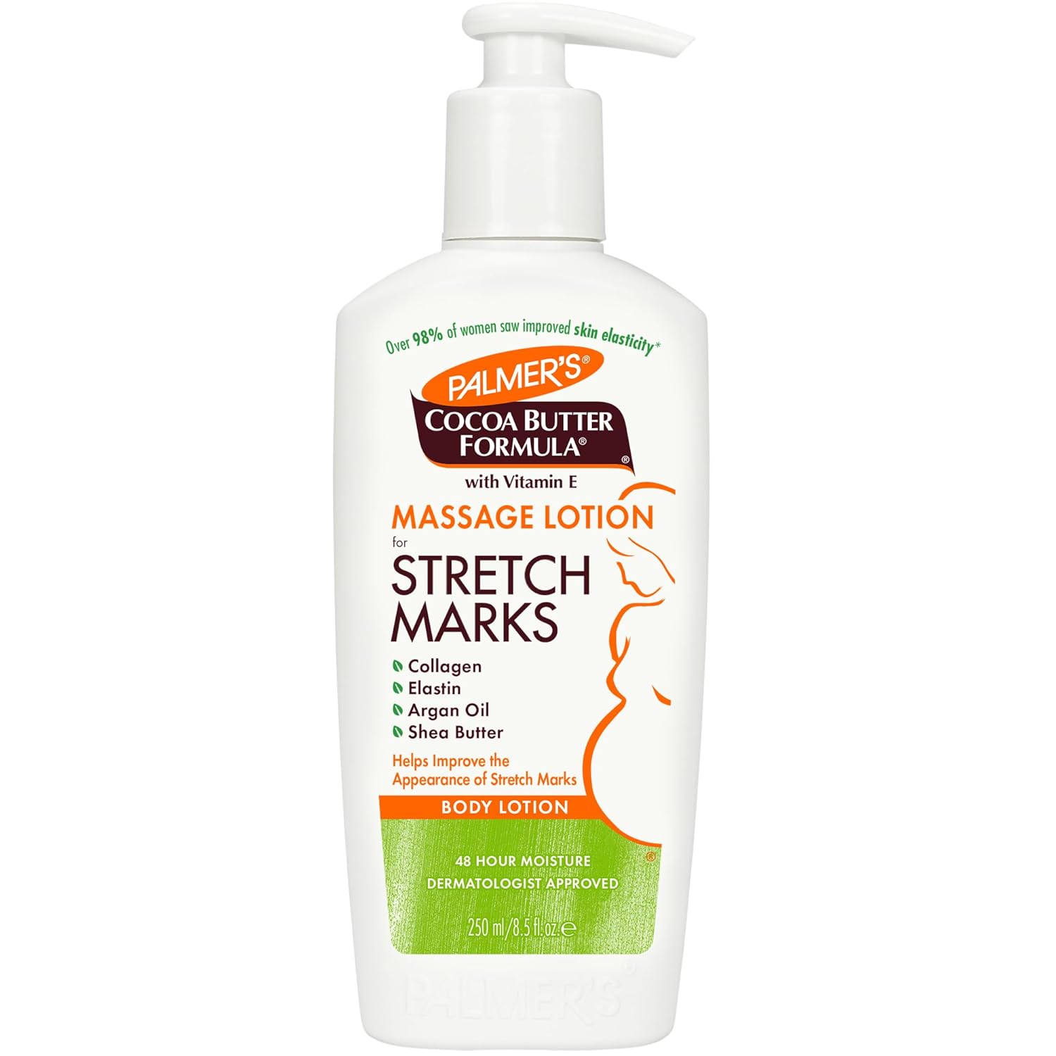 Palmer's Cocoa Butter Formula Massage Lotion For Stretch Marks, Pregnancy Skin Care, Belly Cream with Collagen, Elastin, Argan OIl and Shea Butter, 8.5 Ounces - 7DAY'S