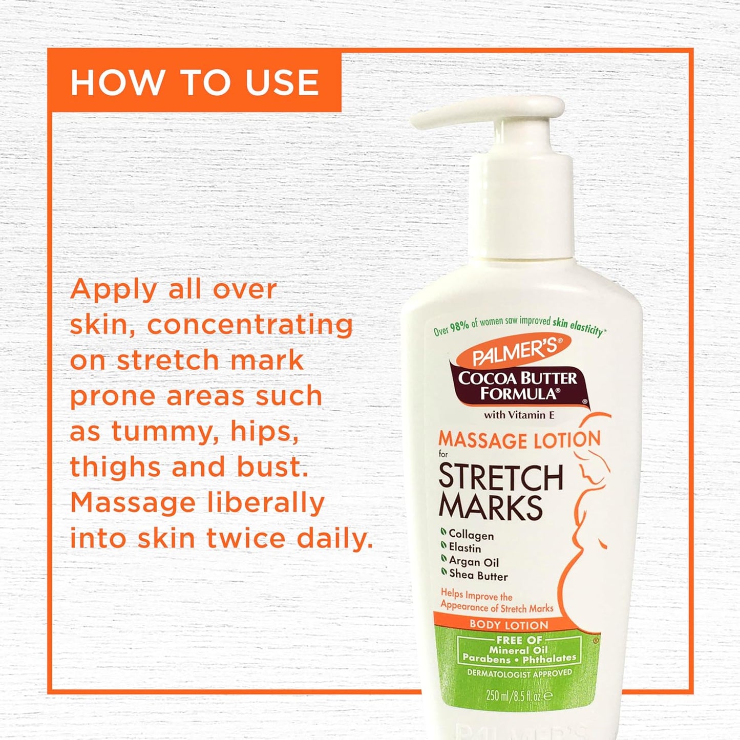 Palmer's Cocoa Butter Formula Massage Lotion For Stretch Marks, Pregnancy Skin Care, Belly Cream with Collagen, Elastin, Argan OIl and Shea Butter, 8.5 Ounces - 7DAY'S