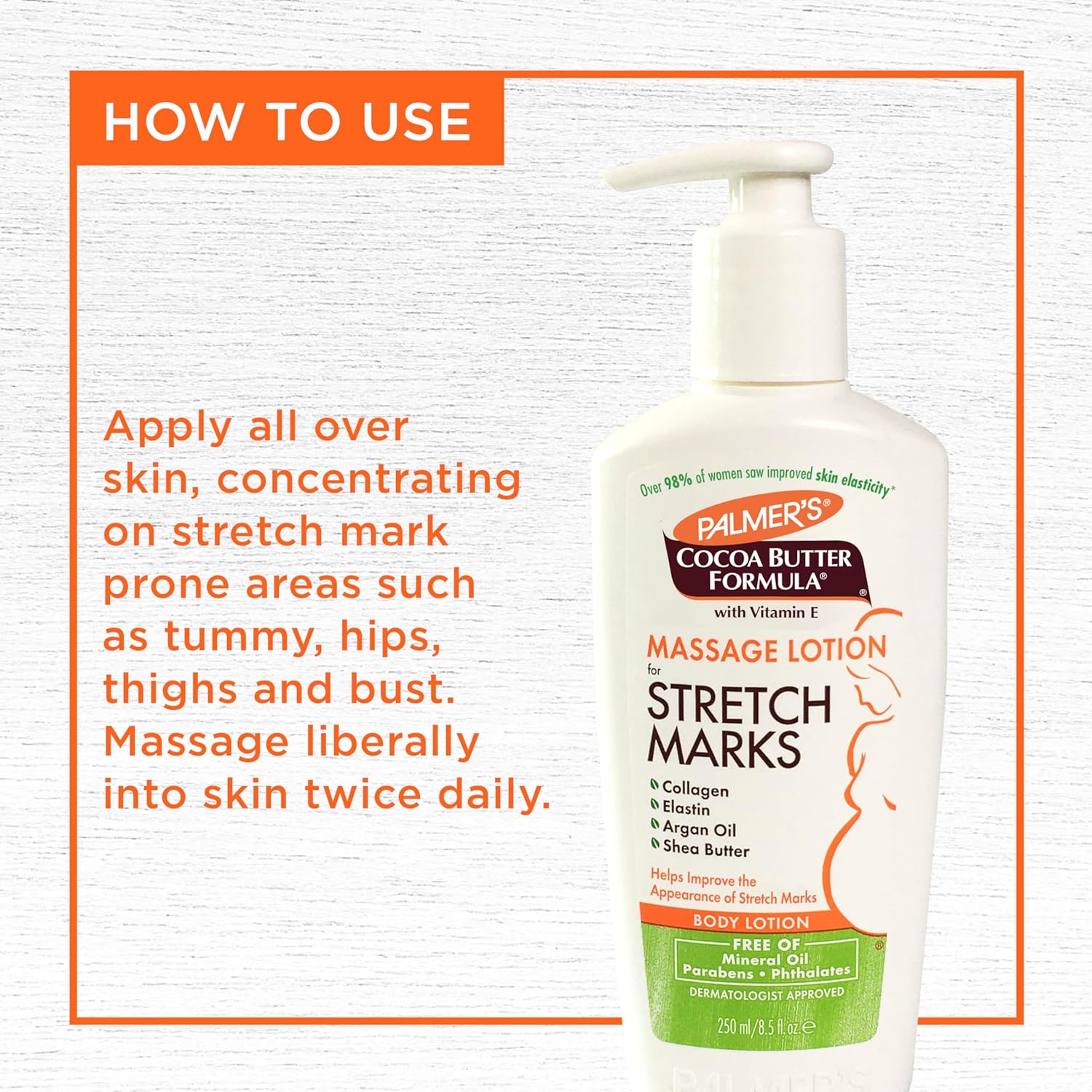 Palmer's Cocoa Butter Formula Massage Lotion For Stretch Marks, Pregnancy Skin Care, Belly Cream with Collagen, Elastin, Argan OIl and Shea Butter, 8.5 Ounces - 7DAY'S