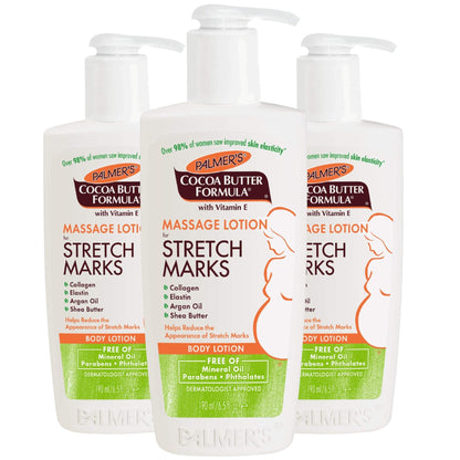 Palmer's Cocoa Butter Formula Massage Lotion For Stretch Marks, Pregnancy Skin Care, Belly Cream with Collagen, Elastin, Argan OIl and Shea Butter, 8.5 Ounces - 7DAY'S