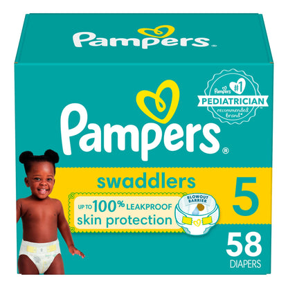 Pampers Baby Diapers - Swaddlers - Size 5, 132 Count, Ultra Absorbent Disposable Infant Diaper - 7DAY'S