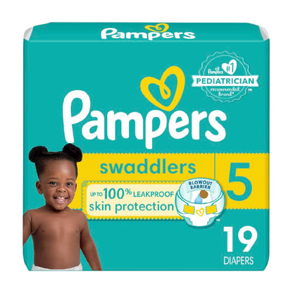 Pampers Baby Diapers - Swaddlers - Size 5, 132 Count, Ultra Absorbent Disposable Infant Diaper - 7DAY'S