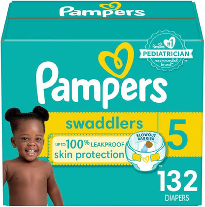 Pampers Baby Diapers - Swaddlers - Size 5, 132 Count, Ultra Absorbent Disposable Infant Diaper - 7DAY'S