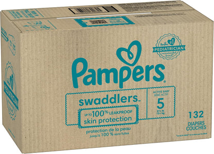 Pampers Baby Diapers - Swaddlers - Size 5, 132 Count, Ultra Absorbent Disposable Infant Diaper - 7DAY'S