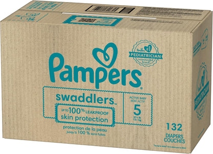 Pampers Baby Diapers - Swaddlers - Size 5, 132 Count, Ultra Absorbent Disposable Infant Diaper - 7DAY'S