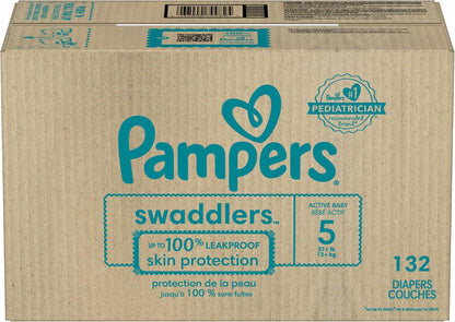 Pampers Baby Diapers - Swaddlers - Size 5, 132 Count, Ultra Absorbent Disposable Infant Diaper - 7DAY'S