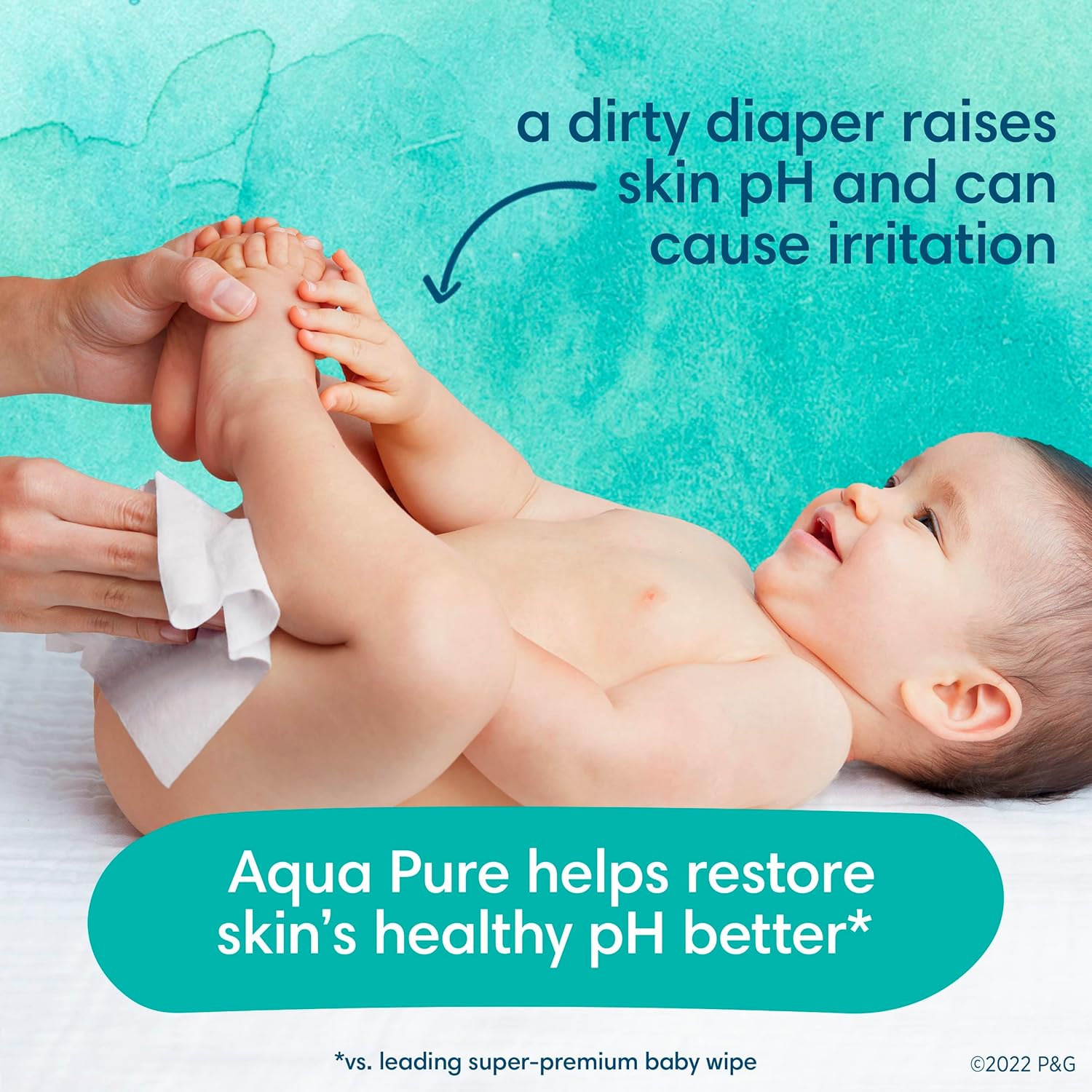 Pampers Baby Wipes Aqua Pure, 99% water - based wipes, Hypoallergenic and Unscented Baby Wipes, 672 Wipes Total (12 Flip - Top Packs) - 7DAY'S