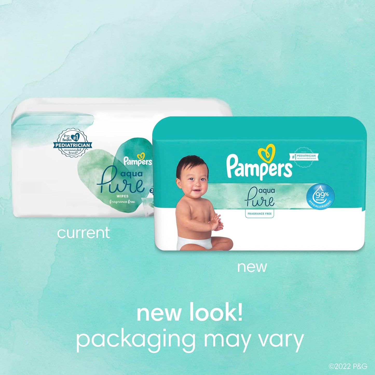 Pampers Baby Wipes Aqua Pure, 99% water - based wipes, Hypoallergenic and Unscented Baby Wipes, 672 Wipes Total (12 Flip - Top Packs) - 7DAY'S
