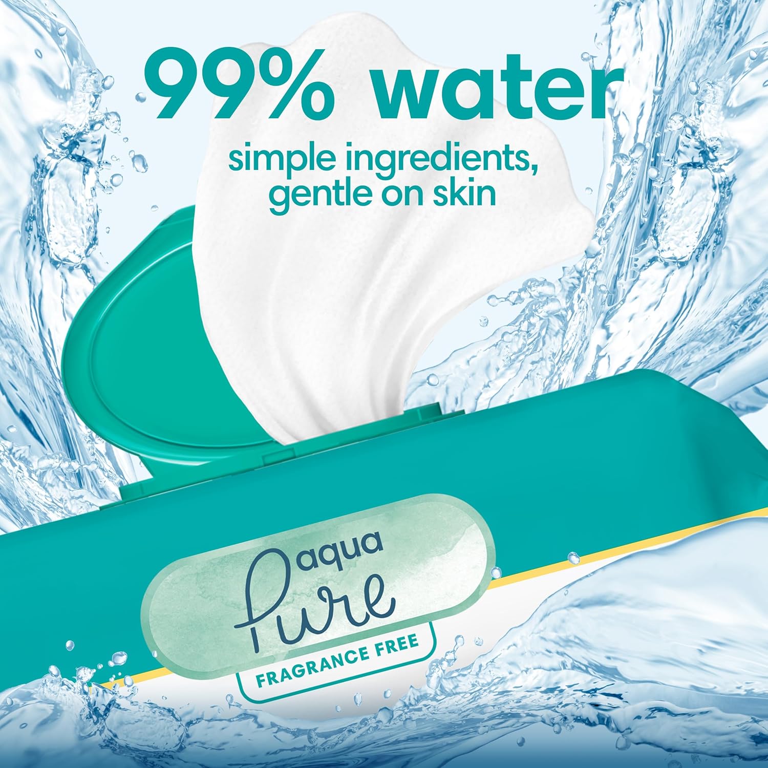 Pampers Baby Wipes Aqua Pure, 99% water - based wipes, Hypoallergenic and Unscented Baby Wipes, 672 Wipes Total (12 Flip - Top Packs) - 7DAY'S
