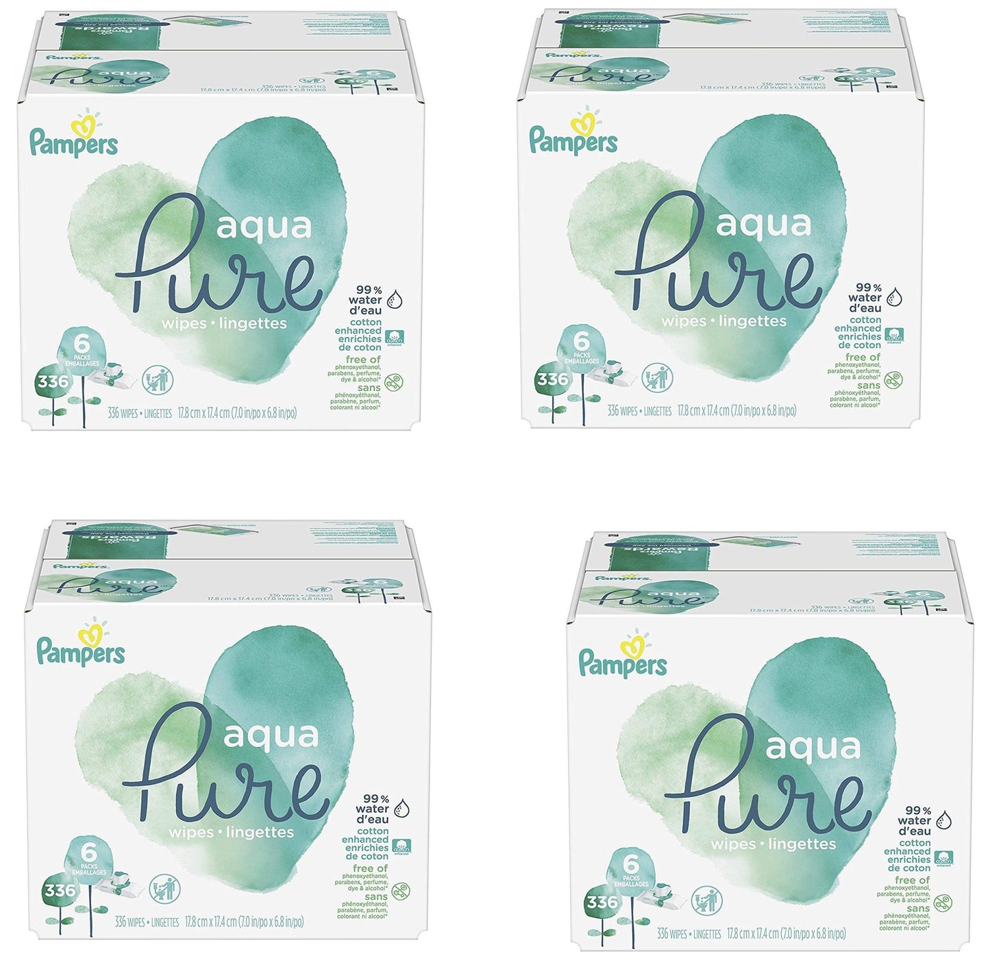 Pampers Baby Wipes Aqua Pure, 99% water - based wipes, Hypoallergenic and Unscented Baby Wipes, 672 Wipes Total (12 Flip - Top Packs) - 7DAY'S