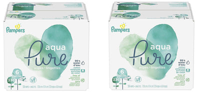Pampers Baby Wipes Aqua Pure, 99% water - based wipes, Hypoallergenic and Unscented Baby Wipes, 672 Wipes Total (12 Flip - Top Packs) - 7DAY'S