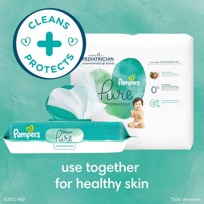 Pampers Baby Wipes Aqua Pure, 99% water - based wipes, Hypoallergenic and Unscented Baby Wipes, 672 Wipes Total (12 Flip - Top Packs) - 7DAY'S