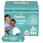 Pampers Baby Wipes, Complete Clean Baby Fresh Scented Wipe, Gently Cleans Head to Toe, 72 Total (1 Flip - Top Packs) - 7DAY'S