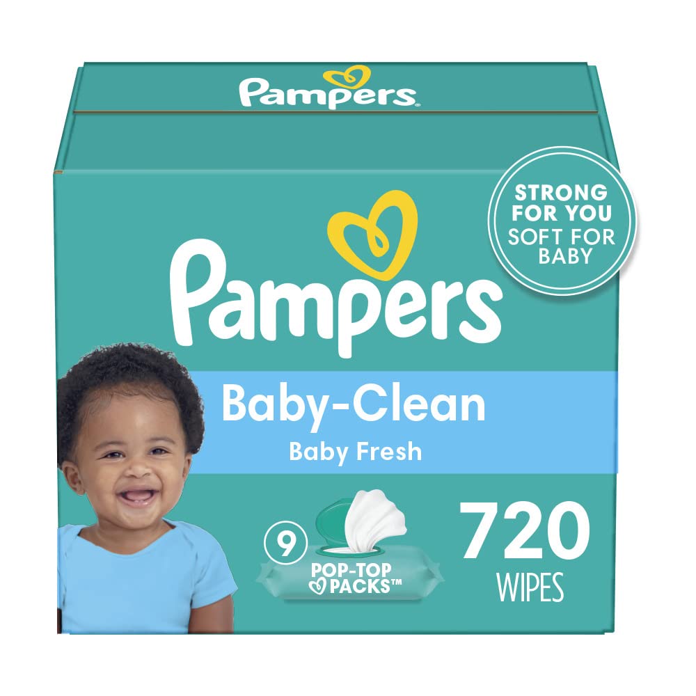 Pampers Baby Wipes, Complete Clean Baby Fresh Scented Wipe, Gently Cleans Head to Toe, 72 Total (1 Flip - Top Packs) - 7DAY'S