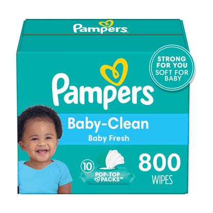 Pampers Baby Wipes, Complete Clean Baby Fresh Scented Wipe, Gently Cleans Head to Toe, 72 Total (1 Flip - Top Packs) - 7DAY'S