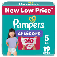 Pampers Diapers - Cruisers 360 - Size 5, 128 Count, Babyproof up to 100% Leakproof Pull - On Diaper - 7DAY'S