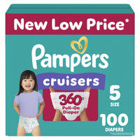 Pampers Diapers - Cruisers 360 - Size 5, 128 Count, Babyproof up to 100% Leakproof Pull - On Diaper - 7DAY'S