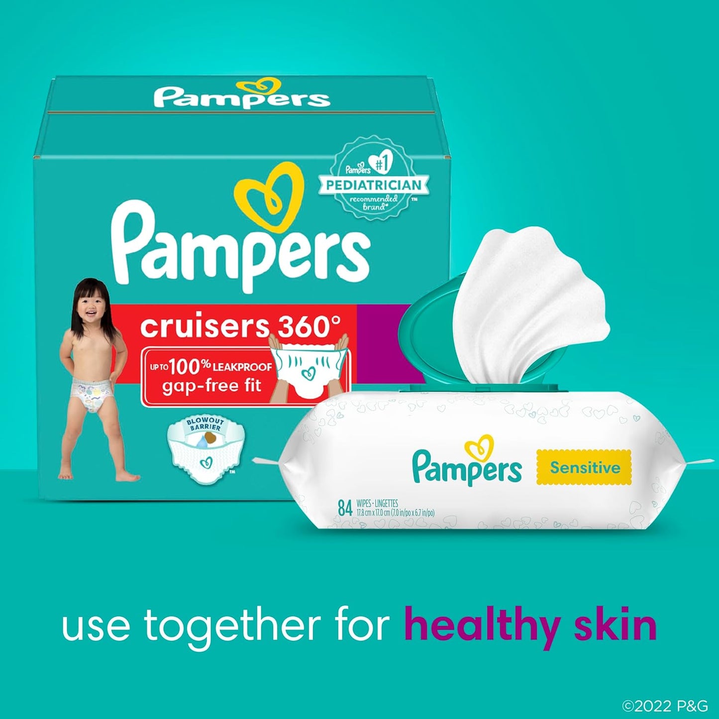 Pampers Diapers - Cruisers 360 - Size 5, 128 Count, Babyproof up to 100% Leakproof Pull - On Diaper - 7DAY'S