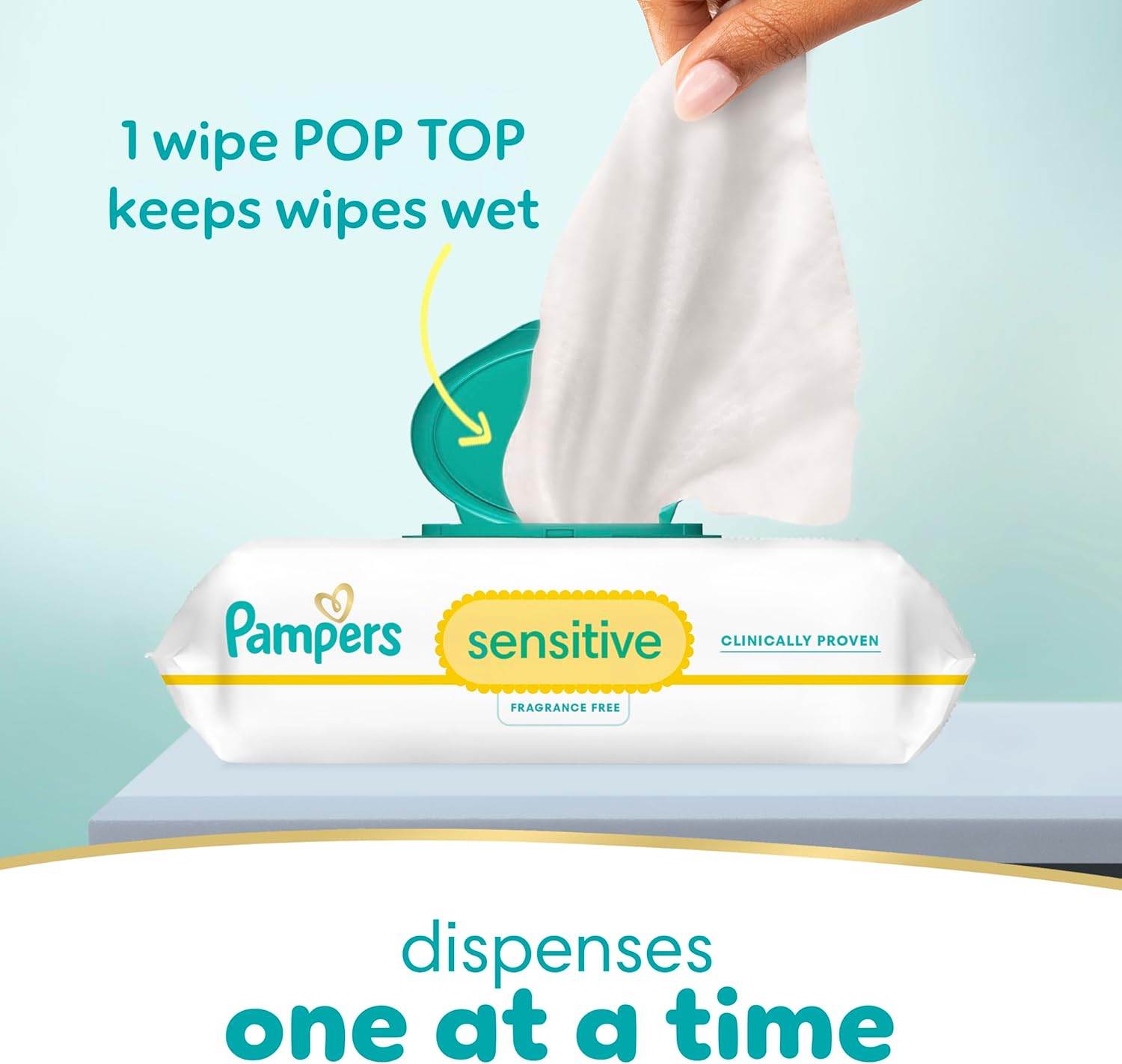 Pampers Sensitive Baby Wipes, Water Based, Hypoallergenic and Unscented, 8 Flip - Top Packs, 4 Refill Packs (1008 Wipes Total) - 7DAY'S