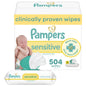 Pampers Sensitive Baby Wipes, Water Based, Hypoallergenic and Unscented, 8 Flip - Top Packs, 4 Refill Packs (1008 Wipes Total) - 7DAY'S