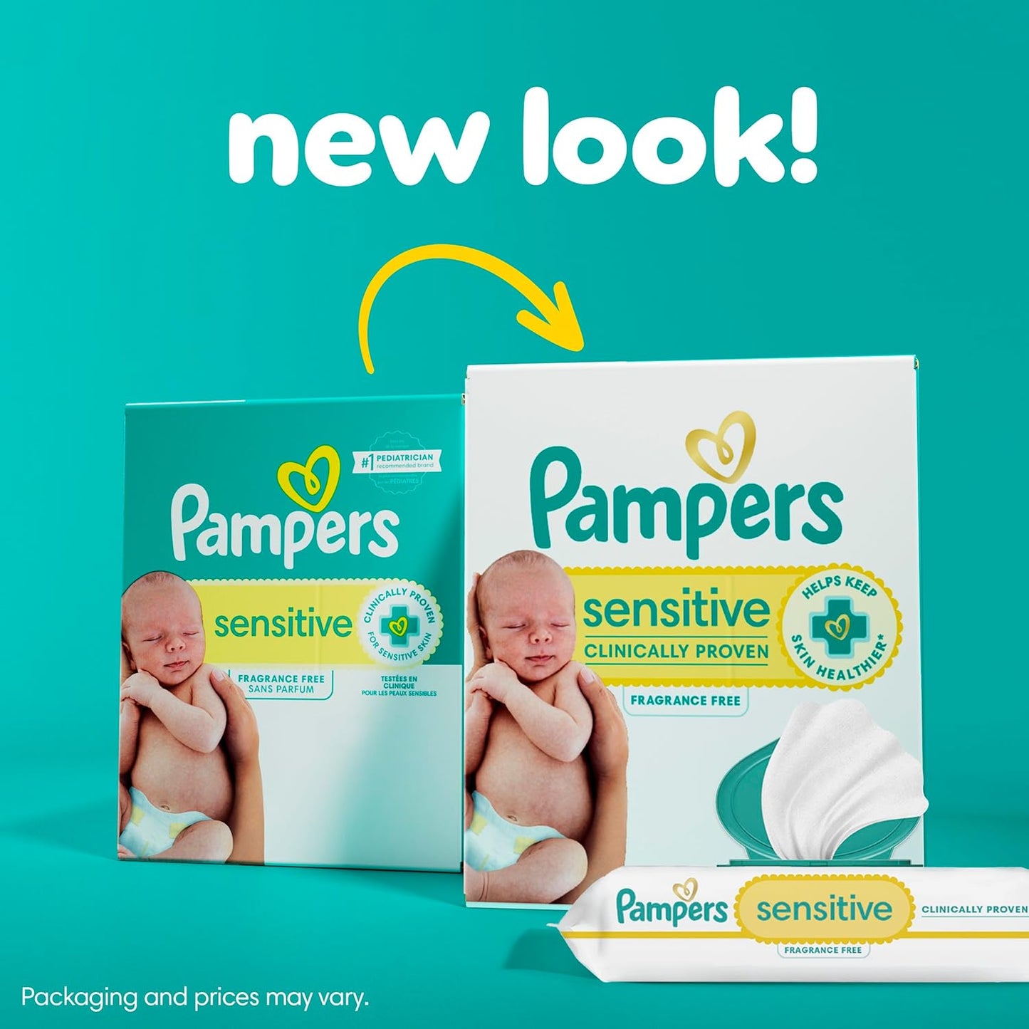 Pampers Sensitive Baby Wipes, Water Based, Hypoallergenic and Unscented, 8 Flip - Top Packs, 4 Refill Packs (1008 Wipes Total) - 7DAY'S