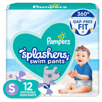 Pampers Swim Diapers - Splashers - Size 4, 18 Count, Gap - Free Disposable Baby Swimming Pants - 7DAY'S