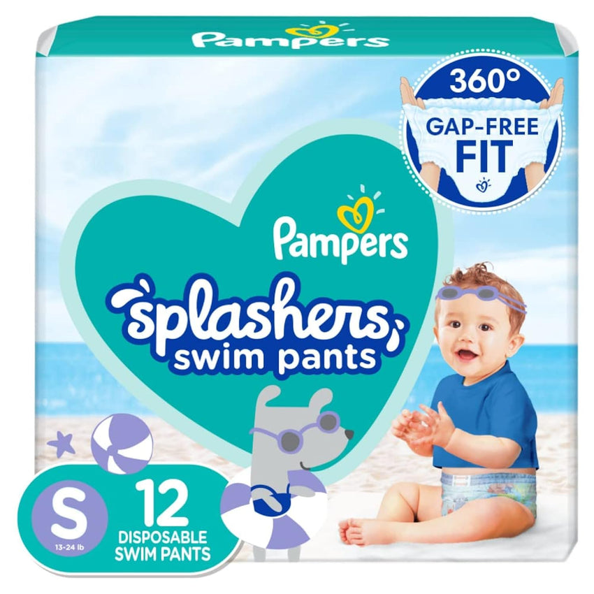 Pampers Swim Diapers - Splashers - Size 4, 18 Count, Gap - Free Disposable Baby Swimming Pants - 7DAY'S