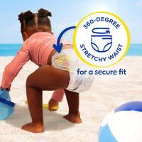 Pampers Swim Diapers - Splashers - Size 4, 18 Count, Gap - Free Disposable Baby Swimming Pants - 7DAY'S