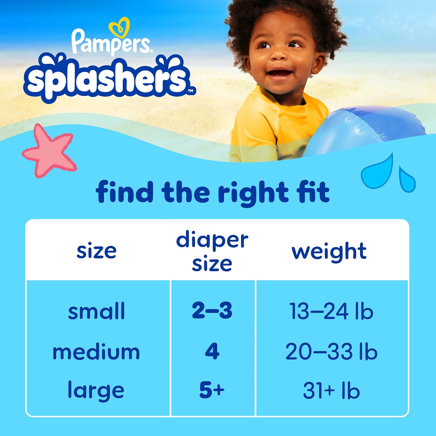 Pampers Swim Diapers - Splashers - Size 4, 18 Count, Gap - Free Disposable Baby Swimming Pants - 7DAY'S