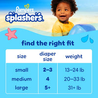 Pampers Swim Diapers - Splashers - Size 4, 18 Count, Gap - Free Disposable Baby Swimming Pants - 7DAY'S