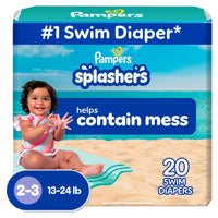 Pampers Swim Diapers - Splashers - Size 4, 18 Count, Gap - Free Disposable Baby Swimming Pants - 7DAY'S
