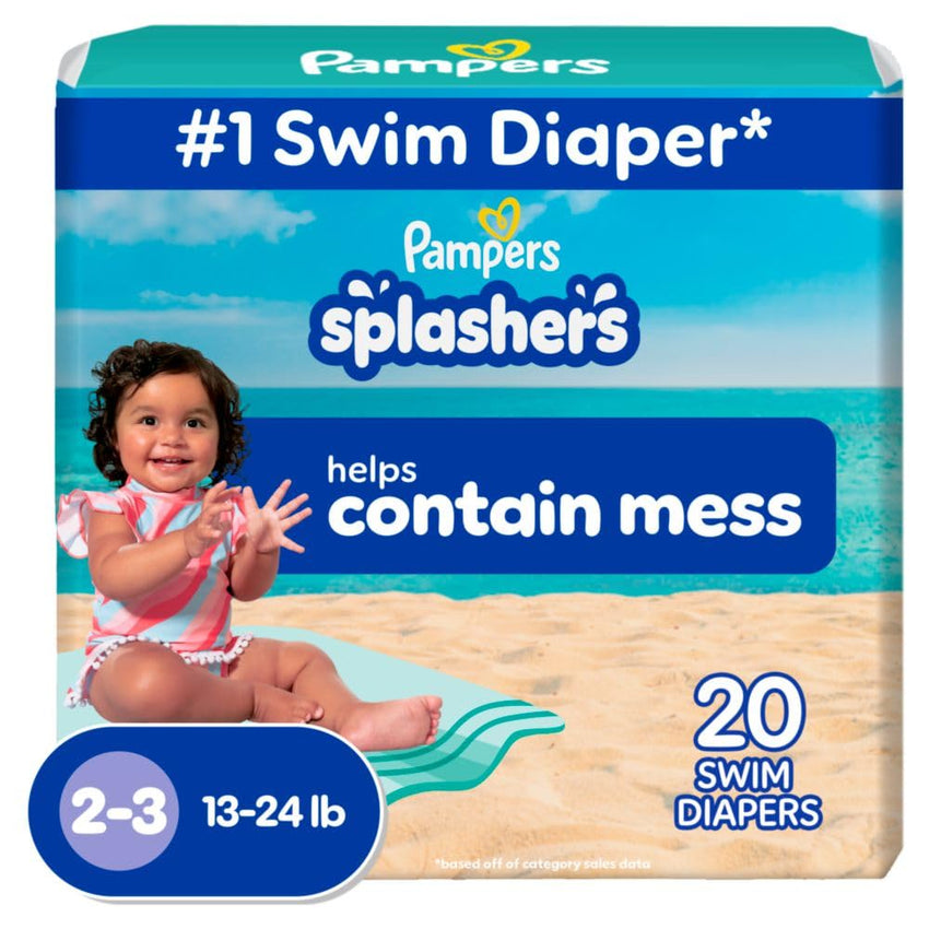 Pampers Swim Diapers - Splashers - Size 4, 18 Count, Gap - Free Disposable Baby Swimming Pants - 7DAY'S