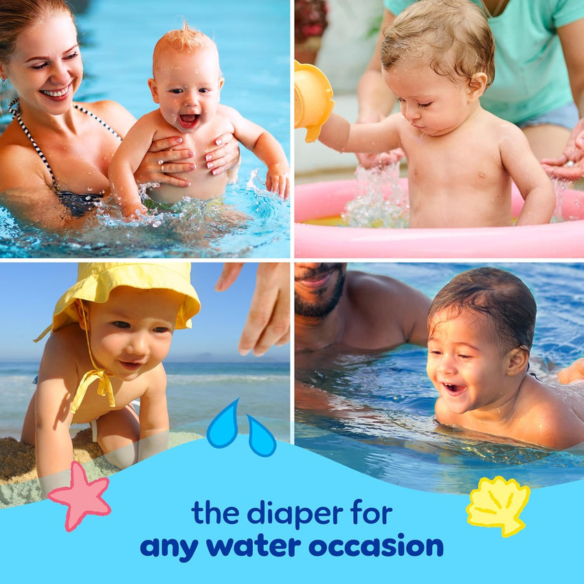 Pampers Swim Diapers - Splashers - Size 4, 18 Count, Gap - Free Disposable Baby Swimming Pants - 7DAY'S