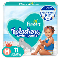 Pampers Swim Diapers - Splashers - Size 4, 18 Count, Gap - Free Disposable Baby Swimming Pants - 7DAY'S