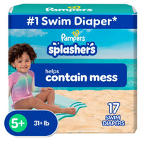 Pampers Swim Diapers - Splashers - Size 4, 18 Count, Gap - Free Disposable Baby Swimming Pants - 7DAY'S
